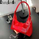 Vintage Red Bagutte Leather Hobo Bag