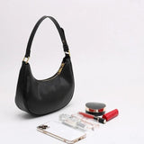 Half Moon PU Leather Tote Bag Women's Underarm Shoulder Solid Handbag