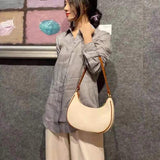 Half Moon PU Leather Tote Bag Women's Underarm Shoulder Solid Handbag