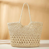 Summer Ladies Woven Tote Hollow Weaving Underarm Bag Casual Large Capacity
