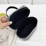 Women Small Shoulder Bag Zipper Crossbody Handbag Diamond Studded Mini Bag