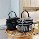 Women Small Shoulder Bag Zipper Crossbody Handbag Diamond Studded Mini Bag