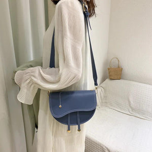 Women Saddle Bag One Strap PU Leather Handbag Hasp Shoulder Messenger Bag