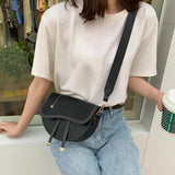 Women Saddle Bag One Strap PU Leather Handbag Hasp Shoulder Messenger Bag