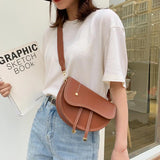 Women Saddle Bag One Strap PU Leather Handbag Hasp Shoulder Messenger Bag