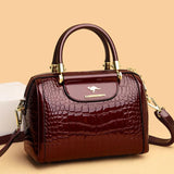 Crocodile Pattern Patent Leather Female Shoulder Bag