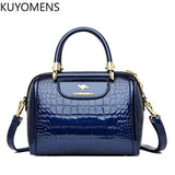 Crocodile Pattern Patent Leather Female Shoulder Bag