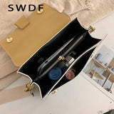 Contrast Leather Crossbody Bag for Women Shoulder Handbag Travel Sac