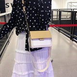 Contrast Leather Crossbody Bag for Women Shoulder Handbag Travel Sac