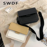 Contrast Leather Crossbody Bag for Women Shoulder Handbag Travel Sac
