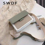 Contrast Leather Crossbody Bag for Women Shoulder Handbag Travel Sac