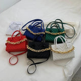 Square Pu Leather Shoulder Bag Chain Messenger Handbag