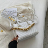 Square Pu Leather Shoulder Bag Chain Messenger Handbag