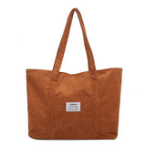 Corduroy Shopping Bag Canvas Shoulder Storage Handbag Large Tote