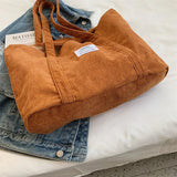 Corduroy Shopping Bag Canvas Shoulder Storage Handbag Large Tote