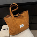 Corduroy Shopping Bag Canvas Shoulder Storage Handbag Large Tote