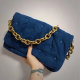 Chain Underarm Bag Soft Oxford Cowboy Bags for Women