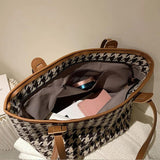 Leopard or Houndstooth Shoulder Bags PU Leather Handbags Tote for Women