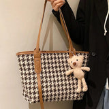 Leopard or Houndstooth Shoulder Bags PU Leather Handbags Tote for Women