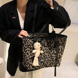 Leopard or Houndstooth Shoulder Bags PU Leather Handbags Tote for Women