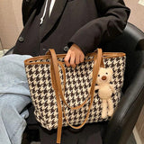 Leopard or Houndstooth Shoulder Bags PU Leather Handbags Tote for Women