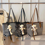 Leopard or Houndstooth Shoulder Bags PU Leather Handbags Tote for Women