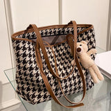 Leopard or Houndstooth Shoulder Bags PU Leather Handbags Tote for Women