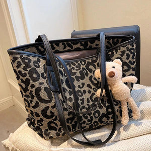 Leopard or Houndstooth Shoulder Bags PU Leather Handbags Tote for Women