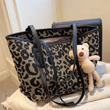 Leopard or Houndstooth Shoulder Bags PU Leather Handbags Tote for Women