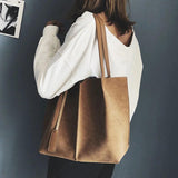 Soft Leather Women Bag 2PCS Handbags Set Female Shoulder Bags