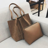 Soft Leather Women Bag 2PCS Handbags Set Female Shoulder Bags