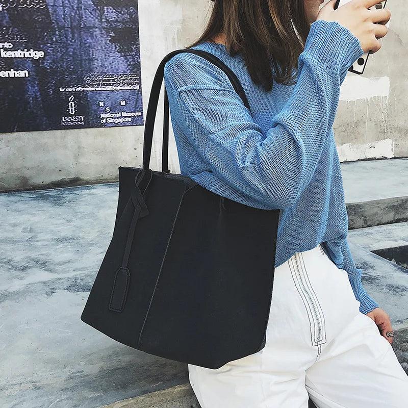 Soft Leather Women Bag 2PCS Handbags Set Female Shoulder Bags