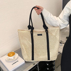 Summer Straw Woven Beach Bag Women Shoulder Travel Handbag