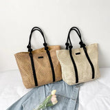 Summer Straw Woven Beach Bag Women Shoulder Travel Handbag