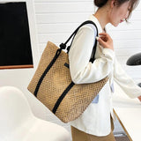 Summer Straw Woven Beach Bag Women Shoulder Travel Handbag