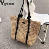 Summer Straw Woven Beach Bag Women Shoulder Travel Handbag