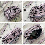 Graffiti Crossbody Bag for Women, Leather Shoulder Handbag Purse