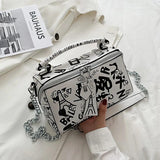 Graffiti Crossbody Bag for Women, Leather Shoulder Handbag Purse