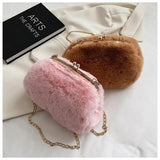 Plush Clip Bags Faux Fur Evening Bag