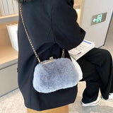 Plush Clip Bags Faux Fur Evening Bag