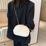 Plush Clip Bags Faux Fur Evening Bag