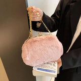 Plush Clip Bags Faux Fur Evening Bag
