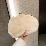 Plush Clip Bags Faux Fur Evening Bag