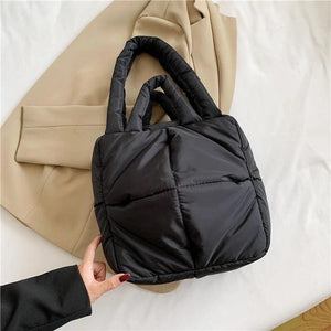 Large Nylon Shoulder Bag Winter Space Down Cotton Handbag Ladies Puff Bag