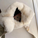 Plush Autumn Winter Messenger Bag Large Capacity One-Shoulder Western Wild