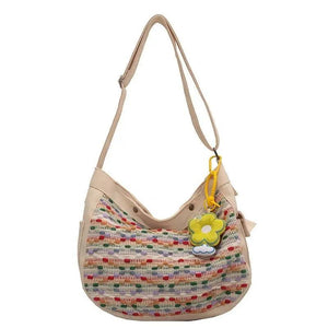 Summer Striped Canvas Tote Bag for Women