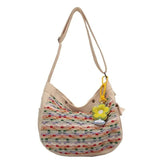 Summer Striped Canvas Tote Bag for Women