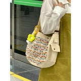 Summer Striped Canvas Tote Bag for Women