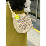 Summer Striped Canvas Tote Bag for Women