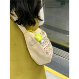 Summer Striped Canvas Tote Bag for Women